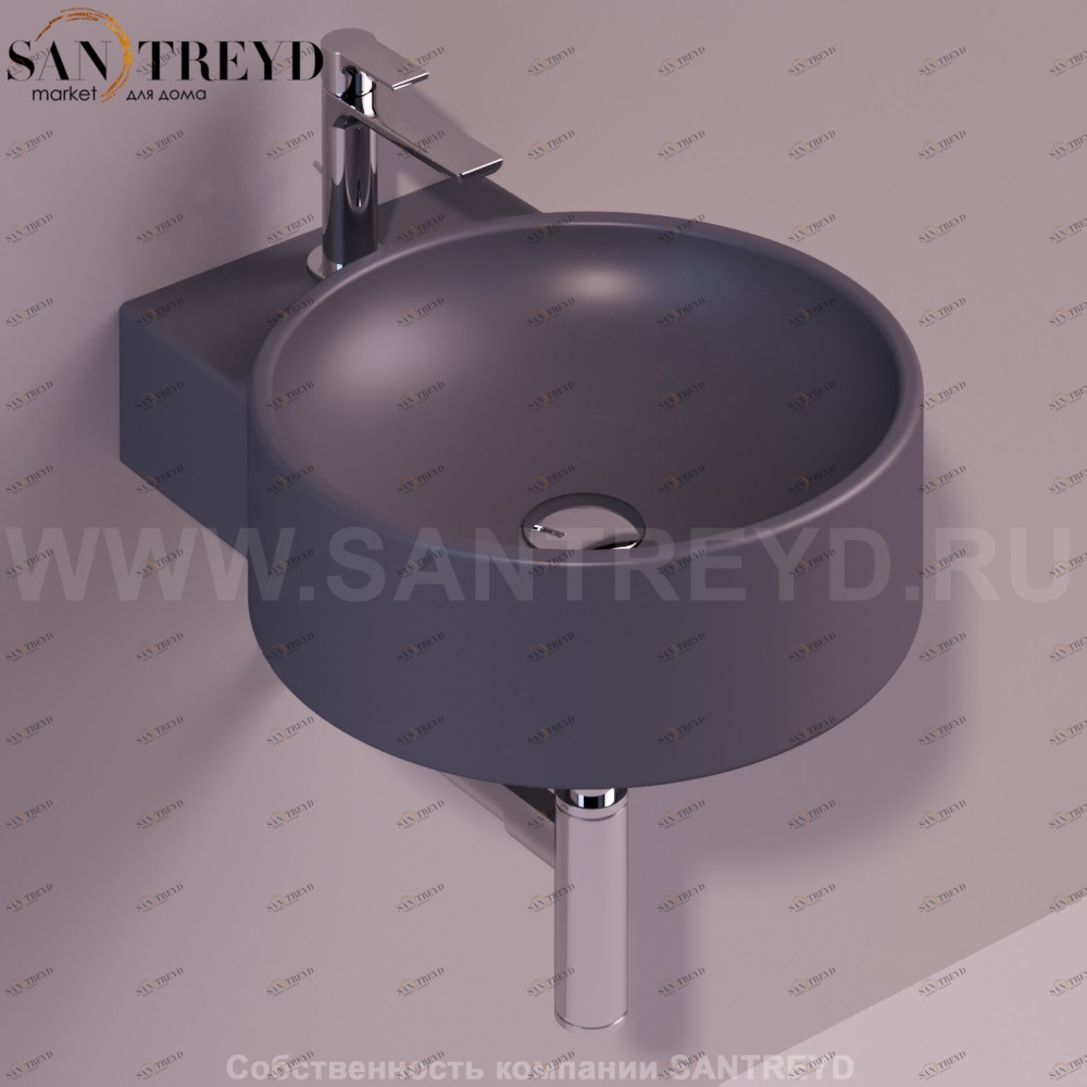 FL14ANTRACITEMATT Подвесная раковина настенная круглая Simas Flow черная