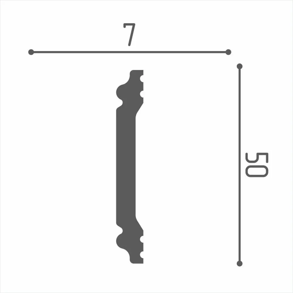 Молдинг потолочный полистирол ударопрочный Де-Багет Polymer М 50 белый 7x50x2000 мм STLM-2030177 - Вид №2