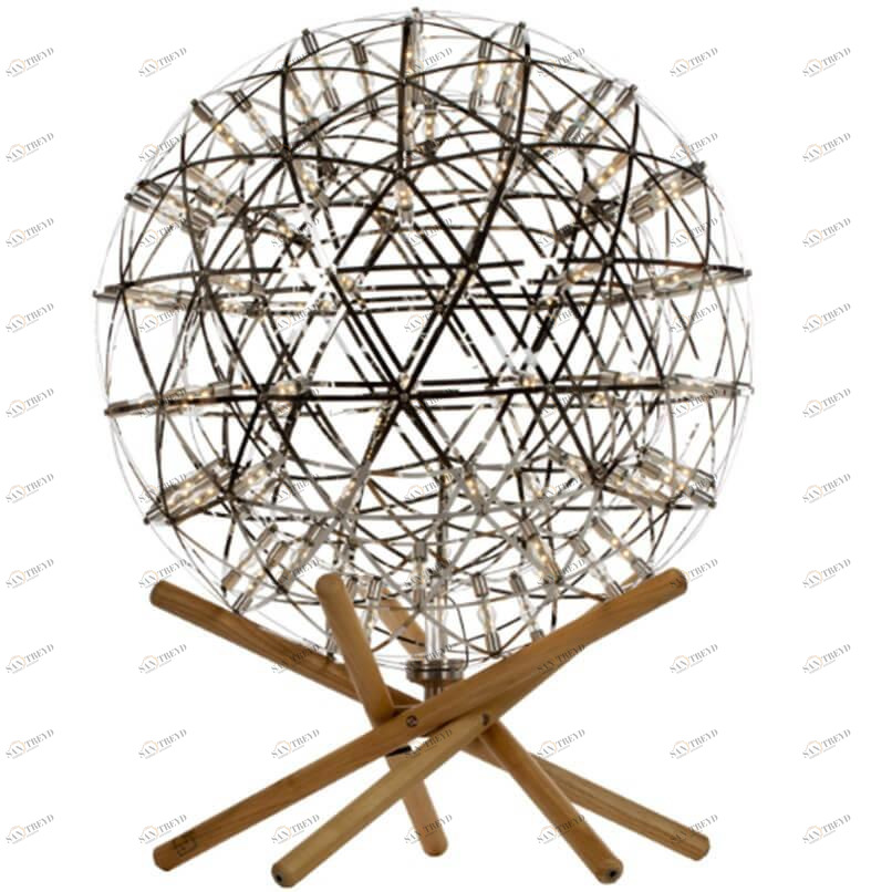 Торшер светодиодный на деревянных ножках 43х43 см хром Loft IT 9027-43F LOFT IT НЕОБЫЧНЫЕ 00-3889307 Хром 