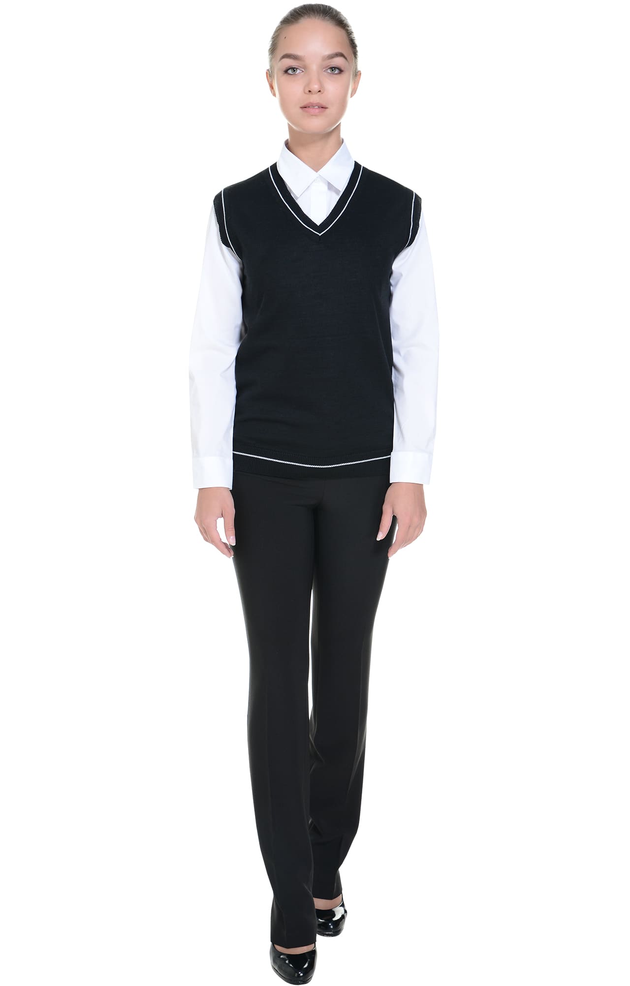 62517 Жилет трикотажный женский черный  Одежда для официантов  размер 48-50 Спецодежда  - Вид №3