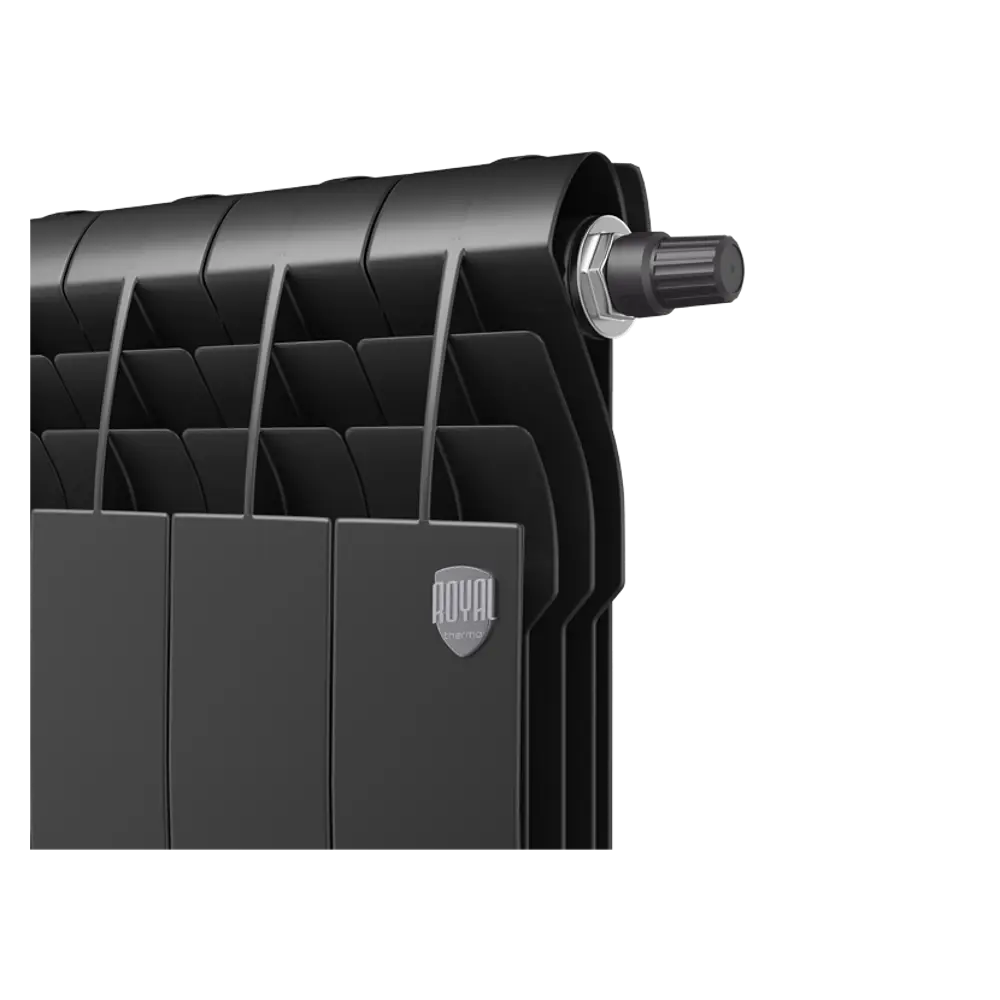 Радиатор секционный Royal Thermo Biliner RTBNSVR35010 350/87 10 секций нижнее правое подключение биметалл черный 82758204 STLM-2141566 - Вид №3