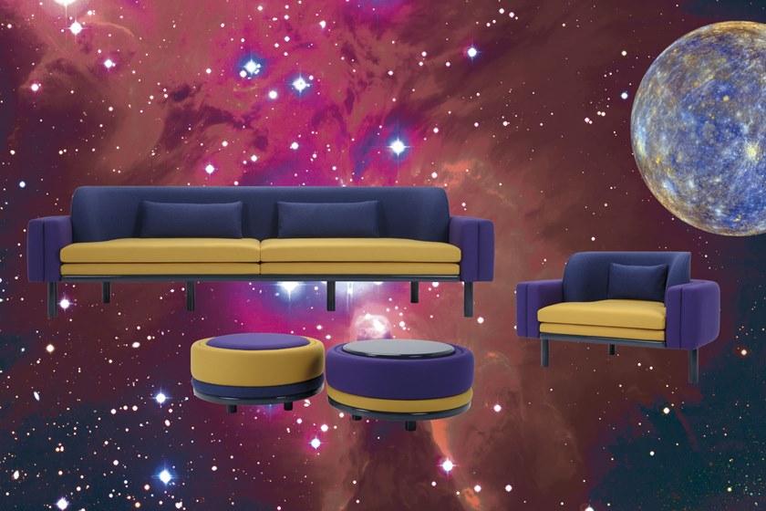 Adrenalina Пуф из круглой ткани с обивкой Mercury sun-id-1478757 - Вид №3