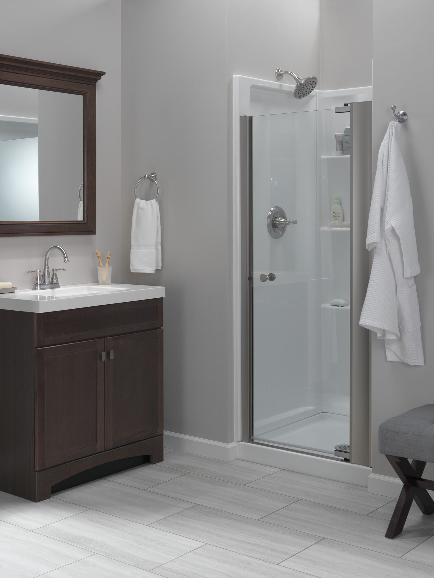 Настенная душевая кабина Classic 400 32 x 32 дюйма Delta Faucet B78910-3232-WH - Вид №6