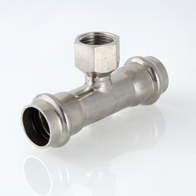 VTi.932.I.540654 Фитинг из нержавеющей стали – пресс-тройник с внутренней резьбой Valtec 54 мм х 1"  - Вид №3