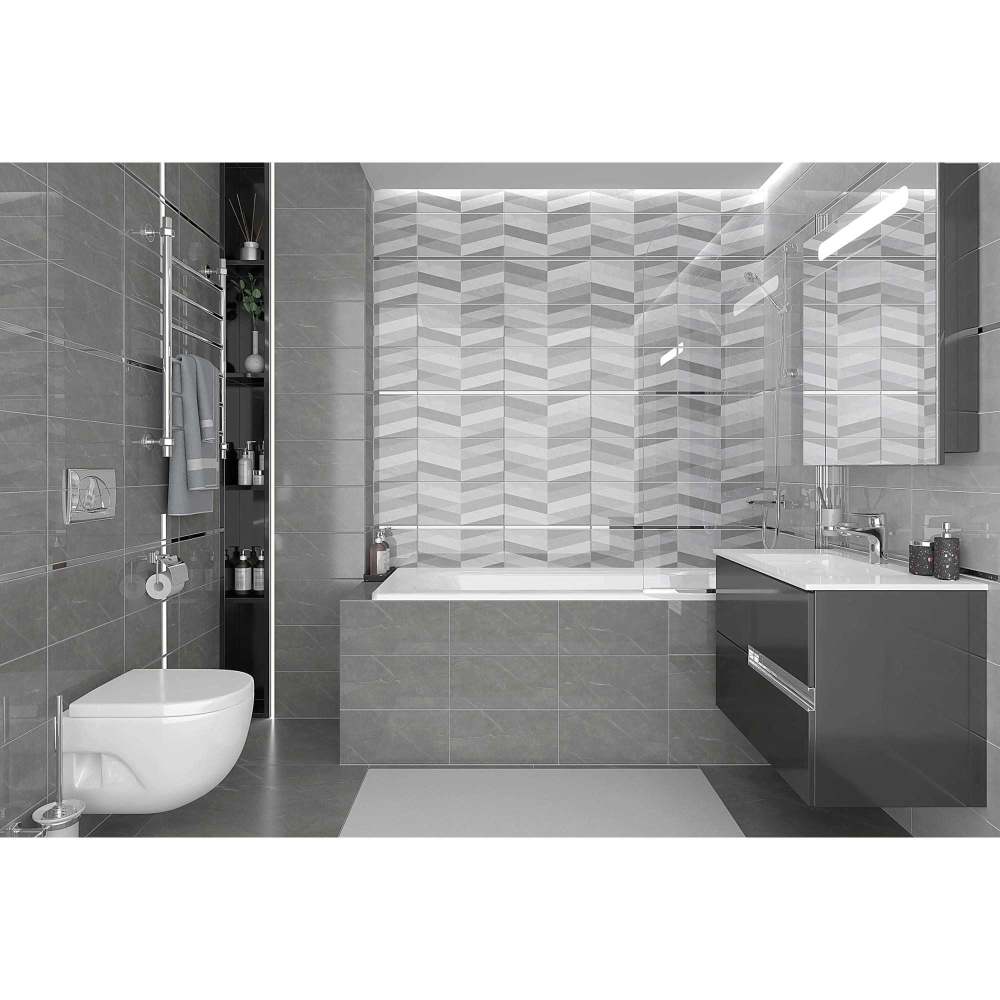 82794860 Плитка настенная 20х40 см 1.2 м² цвет тёмно-серый SAVOY Santreyd - Вид №3