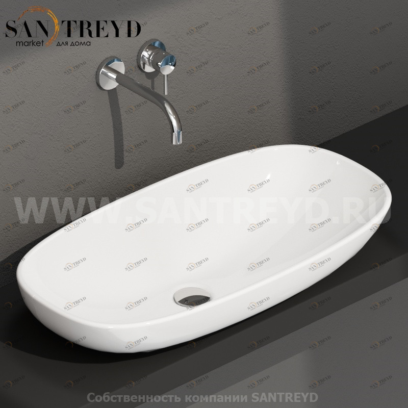 LA071BI Накладная раковина на столешницу  прямоугольная Ceramica Globo 