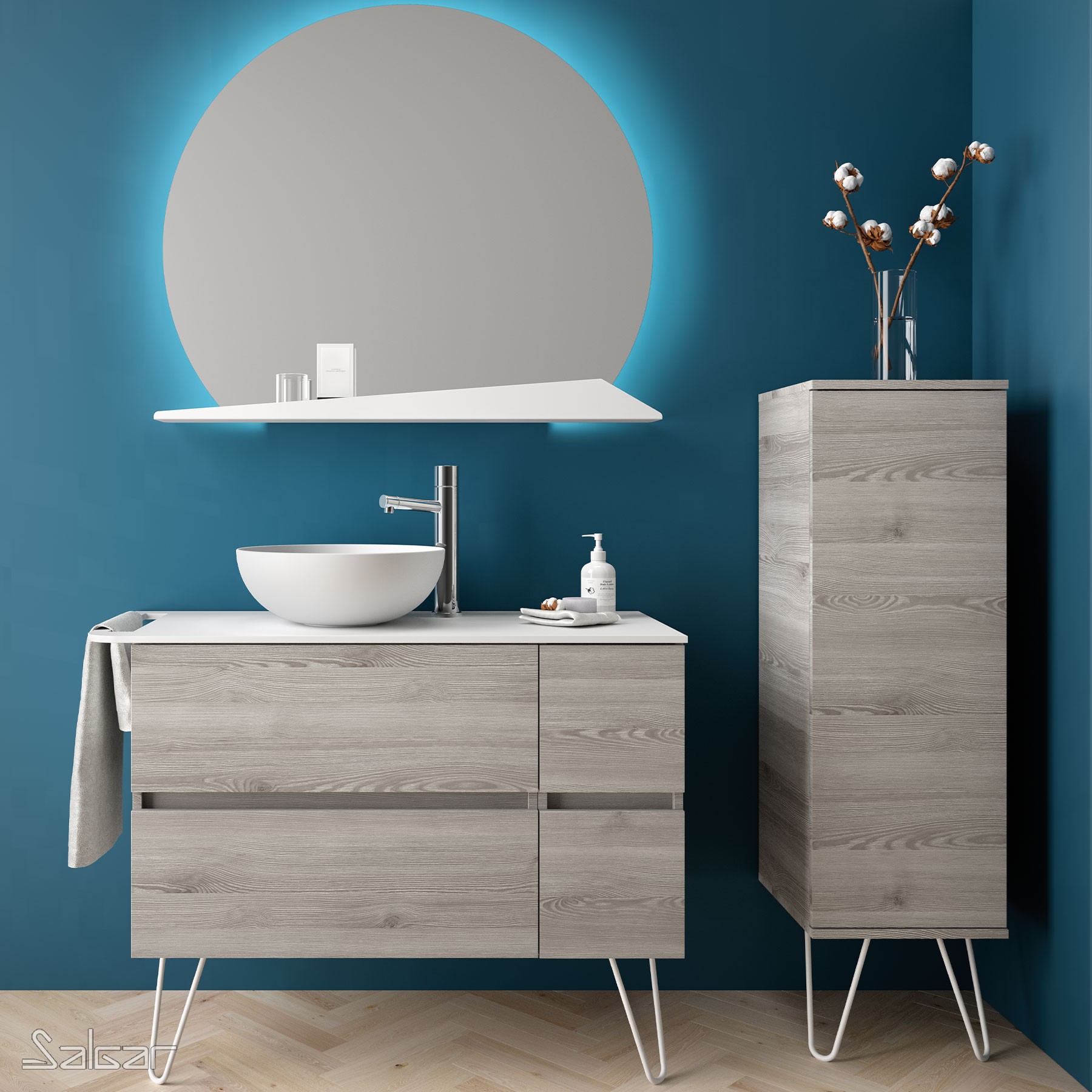 24736 SALGAR Модуль АЛЬЯНС 1000 двусторонний 1 дверный BAY PINE 352 x 1000 x 352 мм Лавровая сосна  - Вид №3