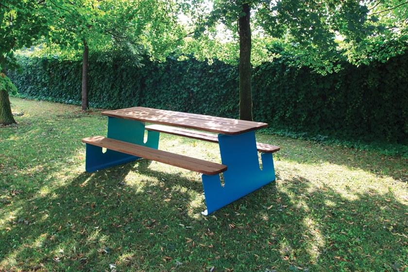 City Design Стол для пикника из стали и дерева со встроенными скамейками sun-id-1409120 - Вид №1