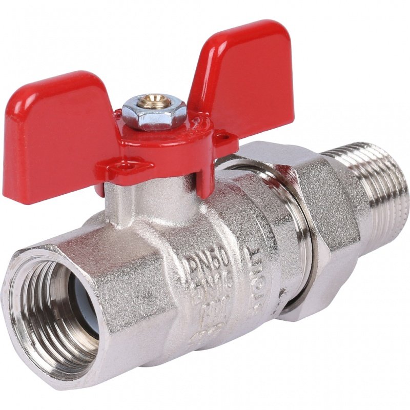 Кран шаровый STOUT ВН 1/2" с американкой бабочка красная SVB1007000015 - Вид №1