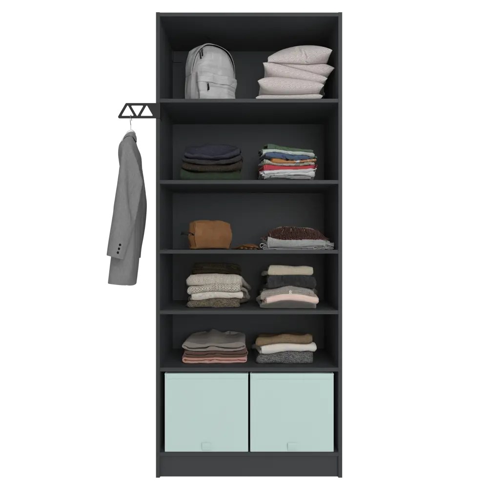 Короб с крышкой Spaceo Laguna 5, 360x330x420 мм, 49 л, нетканый, цвет зеленый Home STLM-2003992