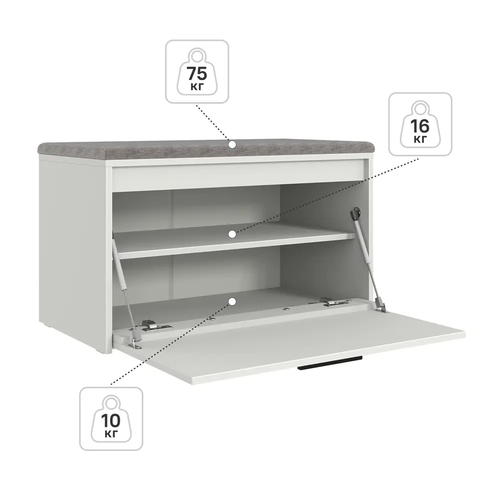 Банкетка Лион 80x49x41.7 см ЛДСП цвет белый Santreyd STLM-2183903 - Вид №4