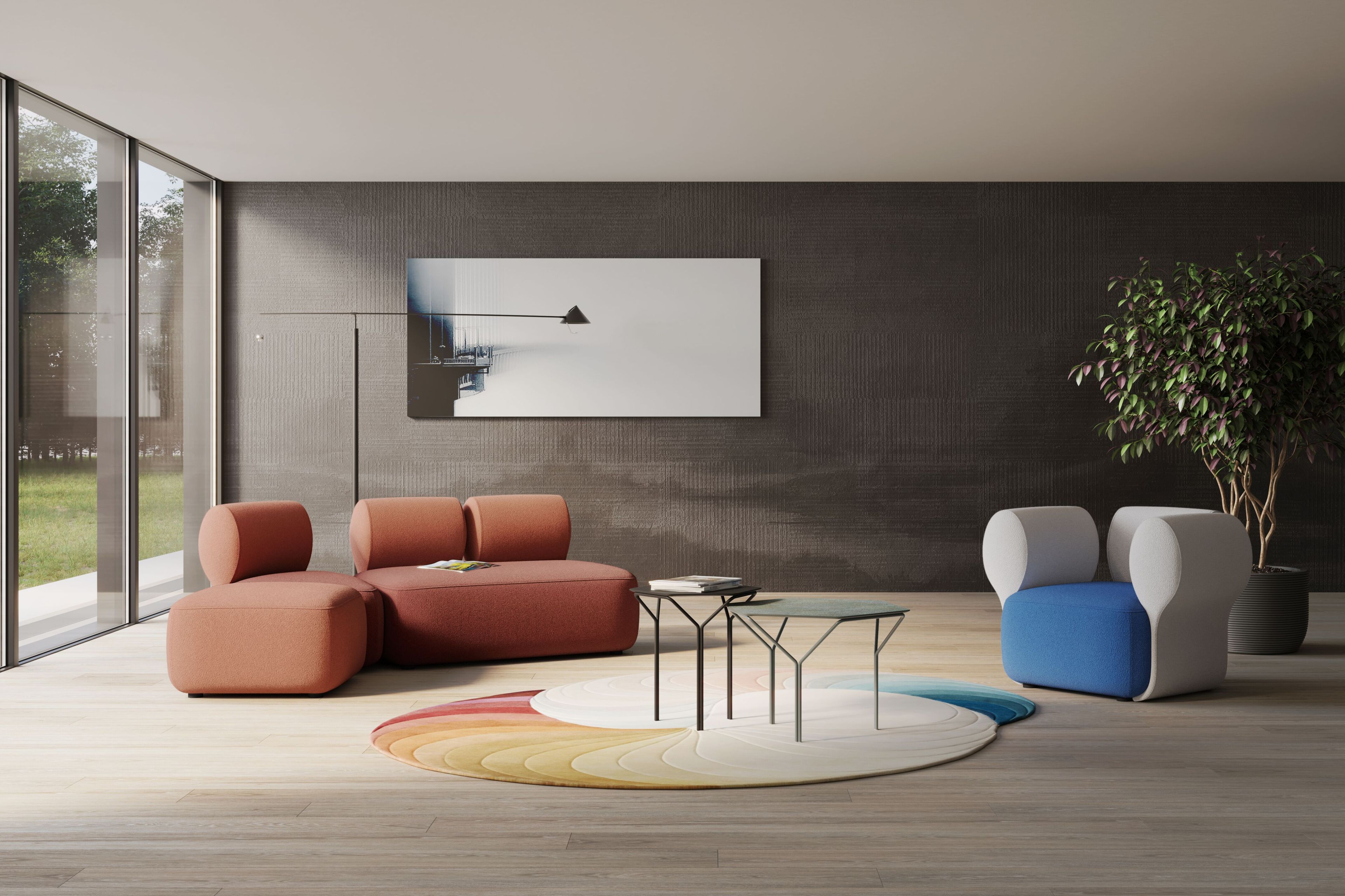 Модульный изогнутый диван из ткани Kastel Klipper ARCH-00012586 - Вид №1