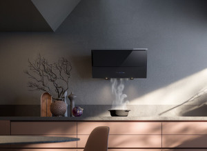 Вытяжка из закаленного стекла со встроенным настенным освещением