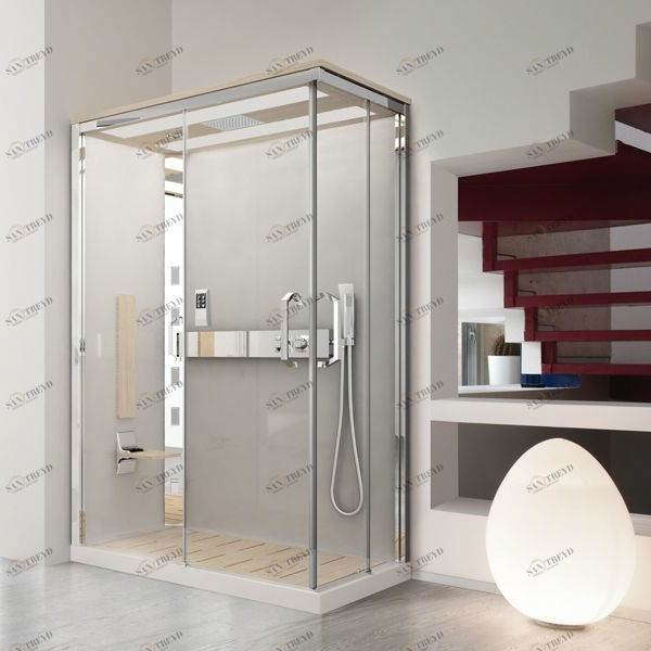 Душевая кабина термостатическая NEXIS 1 A120x80 HAMMAM Novellini NEXIS цвета светлый дуб, с низким душевым поддоном NEXA120ST51KQNEXA120DT51KQ