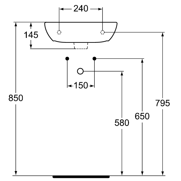 W418661 Раковина для установки с пьедесталом / полупьедесталом VIDIMA SIRIUS - Вид №1