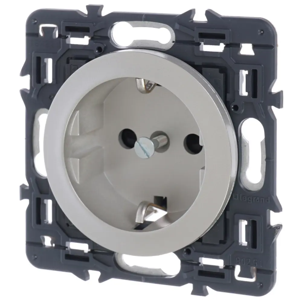 Розетка встраиваемая Legrand Celiane с заземлением, цвет титан STLM-2076509 - Вид №2