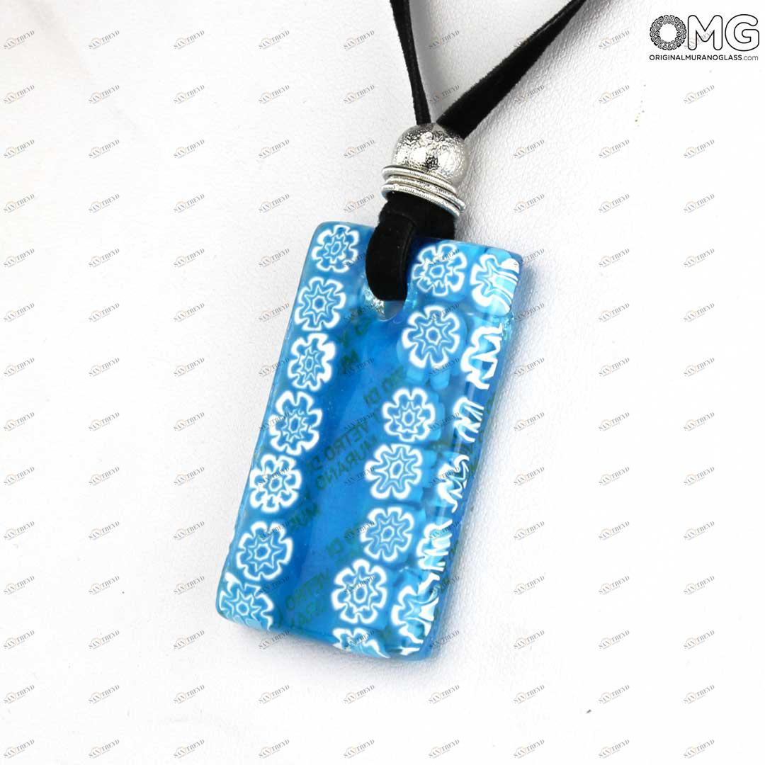 3666 ORIGINALMURANOGLASS Голубая подвеска с мозаикой - муранское стекло OMG 40 см 
