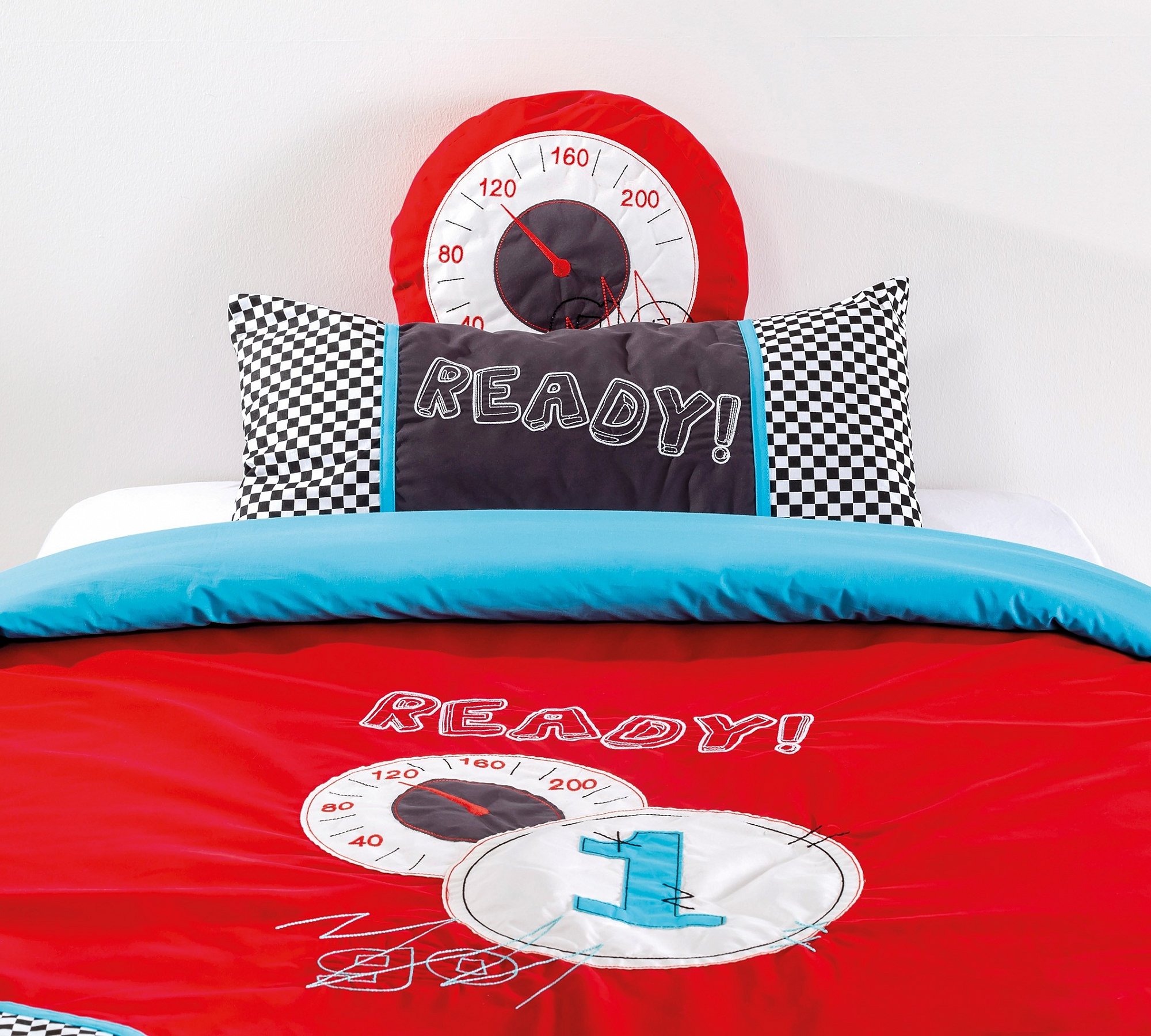 Покрывало детское 90х200 см с 2 подушками красное Bispread CILEK CHAMPION RACER 00-3832458 Красный Santreyd  - Вид №1