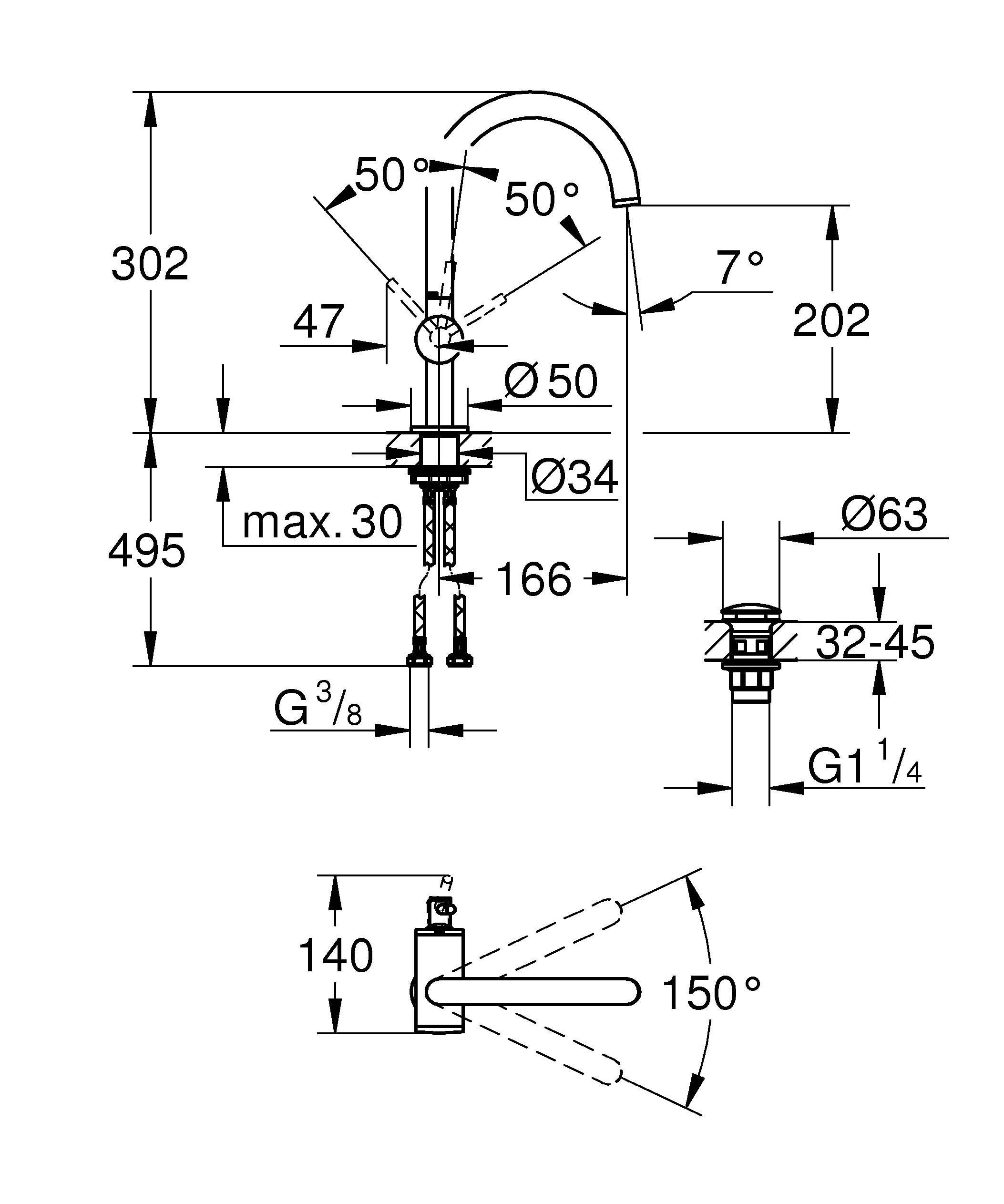 Смеситель GROHE Atrio New однорычажный для раковины на 1 отверстие, хром (32042003) - Вид №1