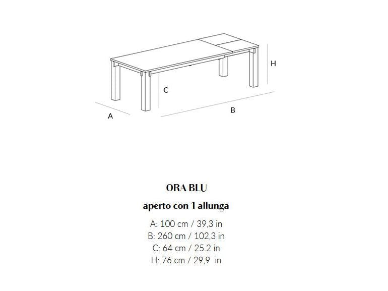 Выдвижной прямоугольный обеденный стол из массива дерева Lando ORA BLU ARCH-00011367 - Вид №1