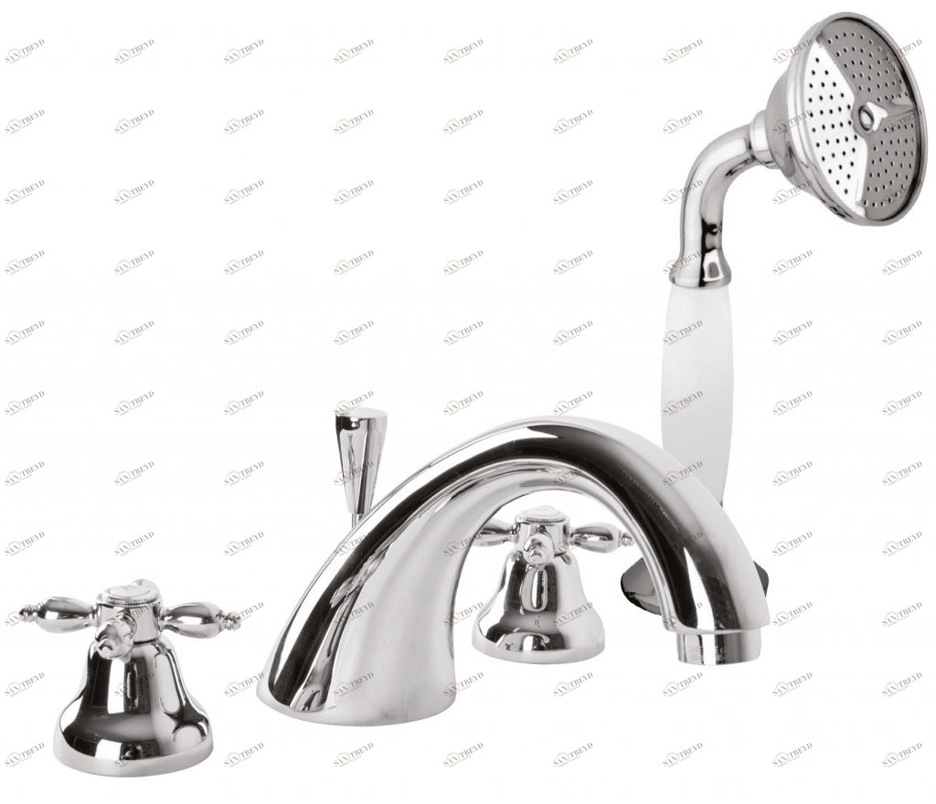 Смеситель на борт ванны с ручным выдвижным душем CEZARES NOSTALGIA-BVD-01-Bi