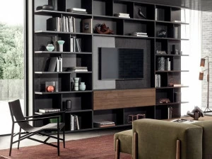 PIANCA Модульный книжный шкаф из дерева с торцом без бортика Spazioteca