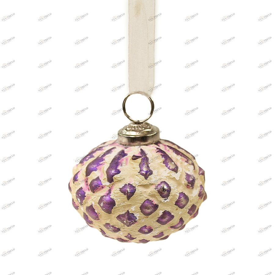 Шар новогодний фиолетовый со снежным декором Snow ball, 8х7х7 см ENJOYME  253079 Белый;фиолетовый 