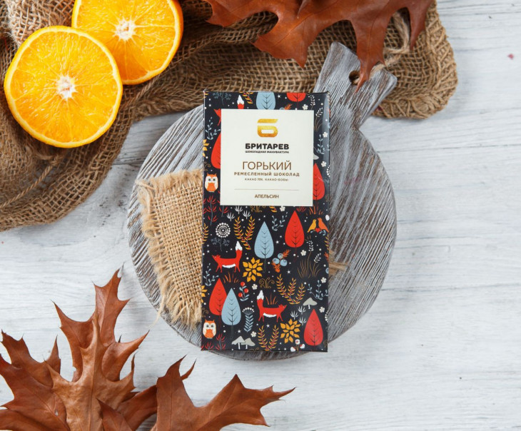 3819 Шоколад ремесленный горький 70% с апельсином Вкусляндия 