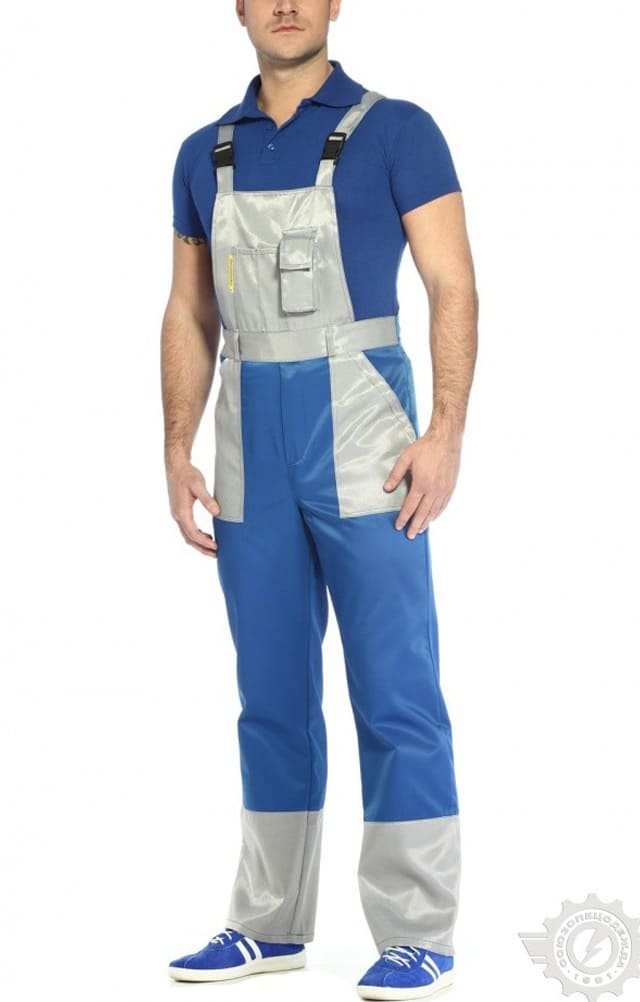 61492 Полукомбинезон "Мастер" василек-светло-серый  Летняя спецодежда  размер 52-54/182-188  - Вид №2