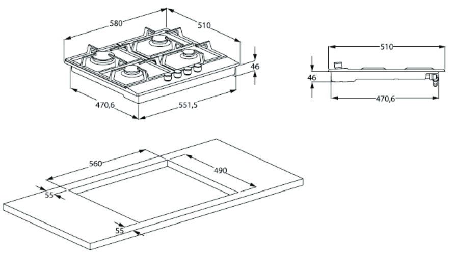8140453 Газовая варочная поверхность Beko HIAG64225SAR STDN-0066189 - Вид №6