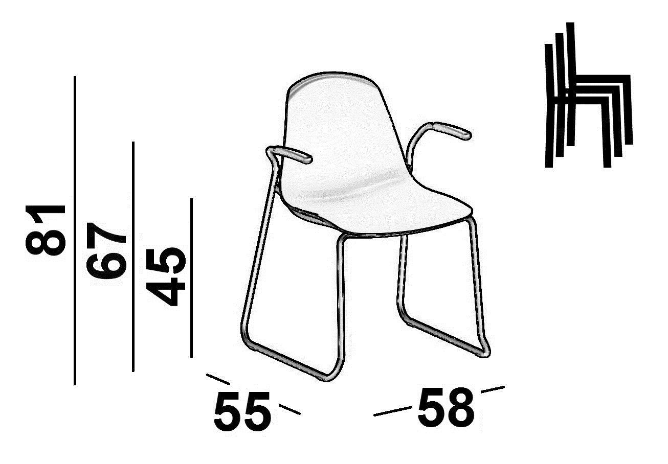 Штабелируемый стул из полипропилена с подлокотниками Luxy эпоха ARCH-00094752 - Вид №2
