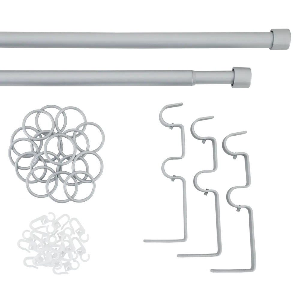 Карниз двухрядный раздвижной 160-320 см металл цвет серебряный ORBIS STLM-2063993 - Вид №1