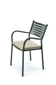 Металлический штабелируемый садовый стул с подлокотниками