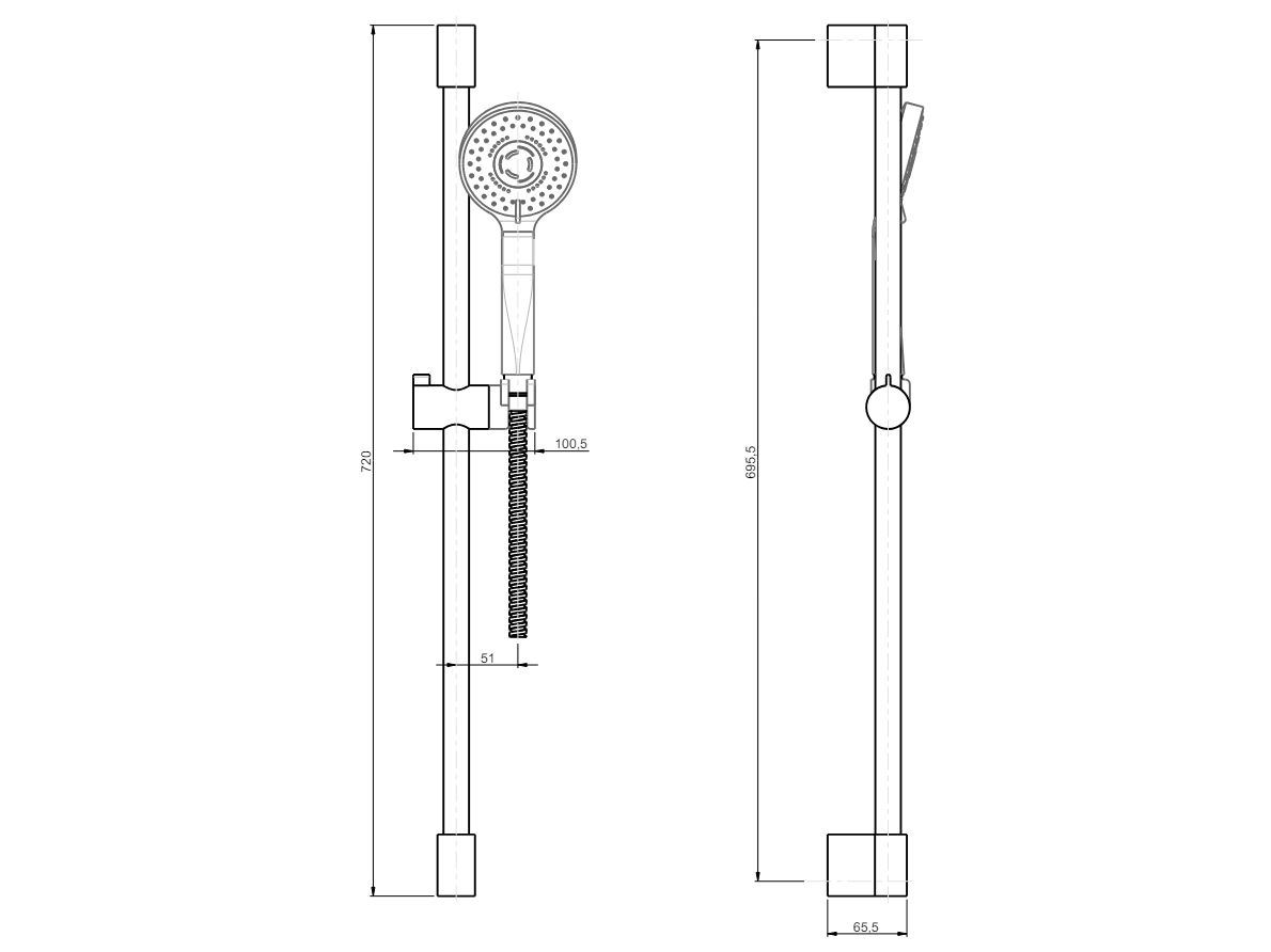 Подъемный стержень с ручным душем Rubinetterie Frattini душевые колонны ARCH-00092807 - Вид №2