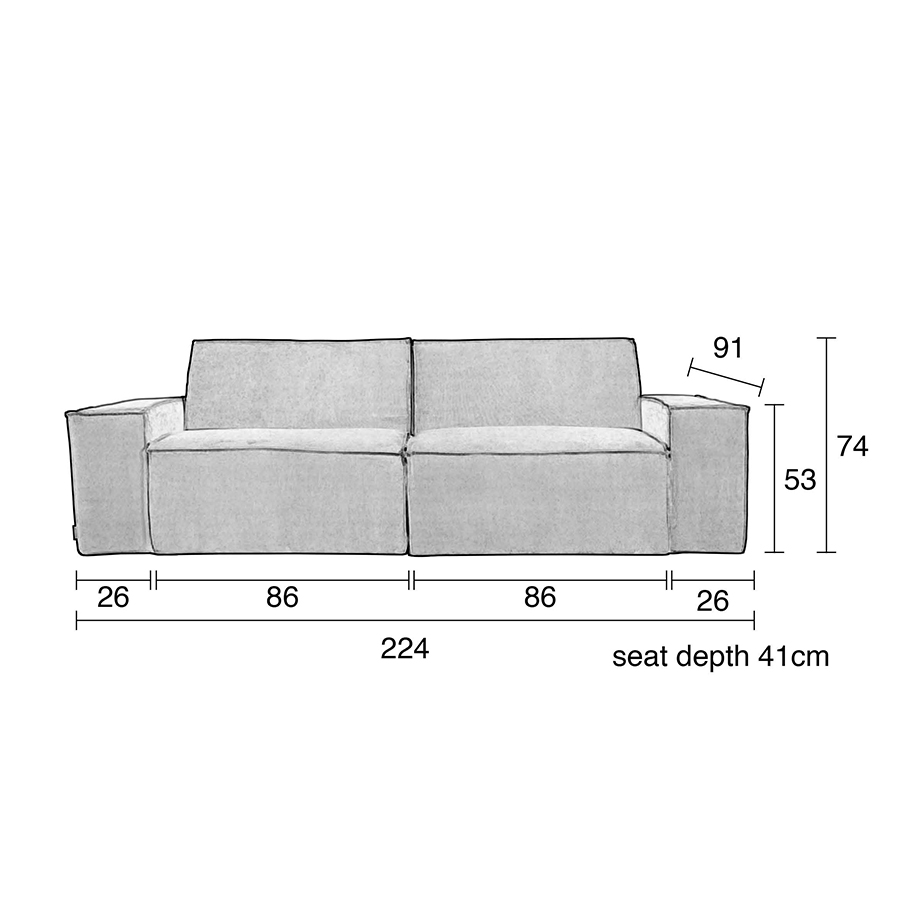 Диван James двухместный серый Zuiver 3200157 - Вид №5