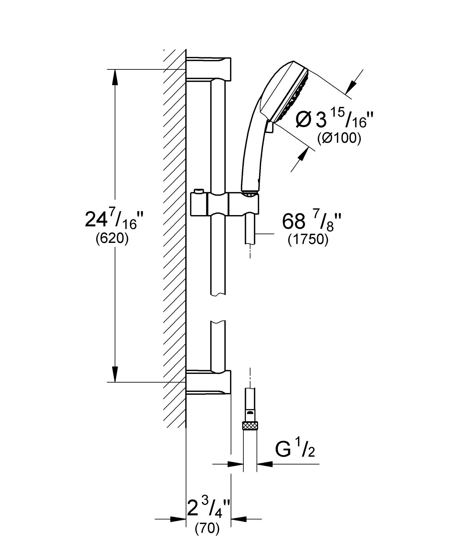 Подъемный стержень с ручным душем с гибким Grohe Storm Cosmopolitan 100 ARCH-00142188 - Вид №2