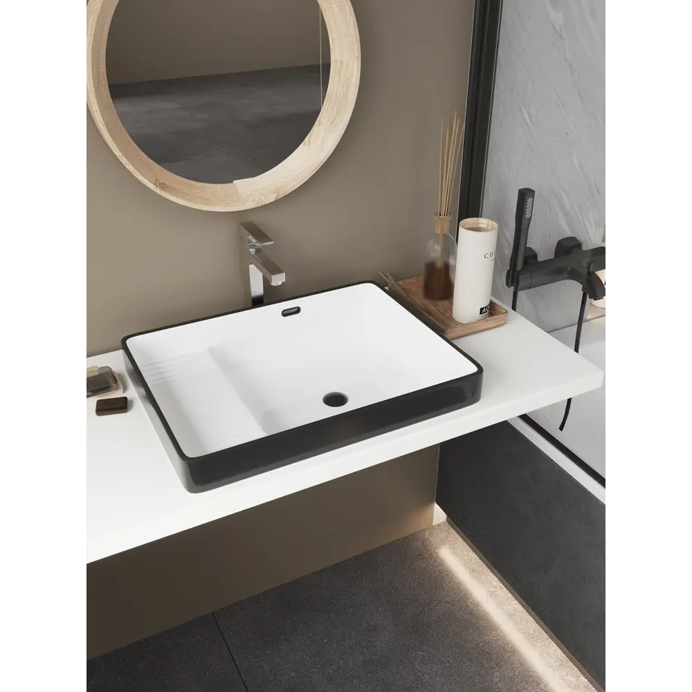 Раковина Slim Black-White накладная на столешницу 56.5x43 см Santreyd STLM-2174224 - Вид №2
