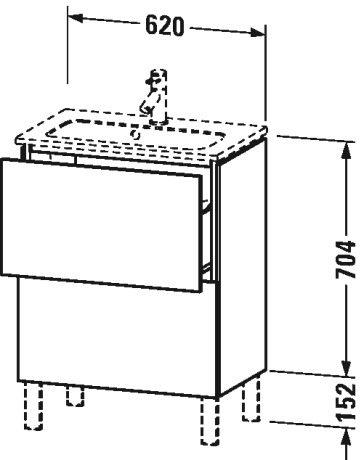 LC667308989 Тумбочка напольная компакт L-Cube #LC6673 620 x 391 мм Фланелево-серый глянцевый лак Duravit - Вид №3