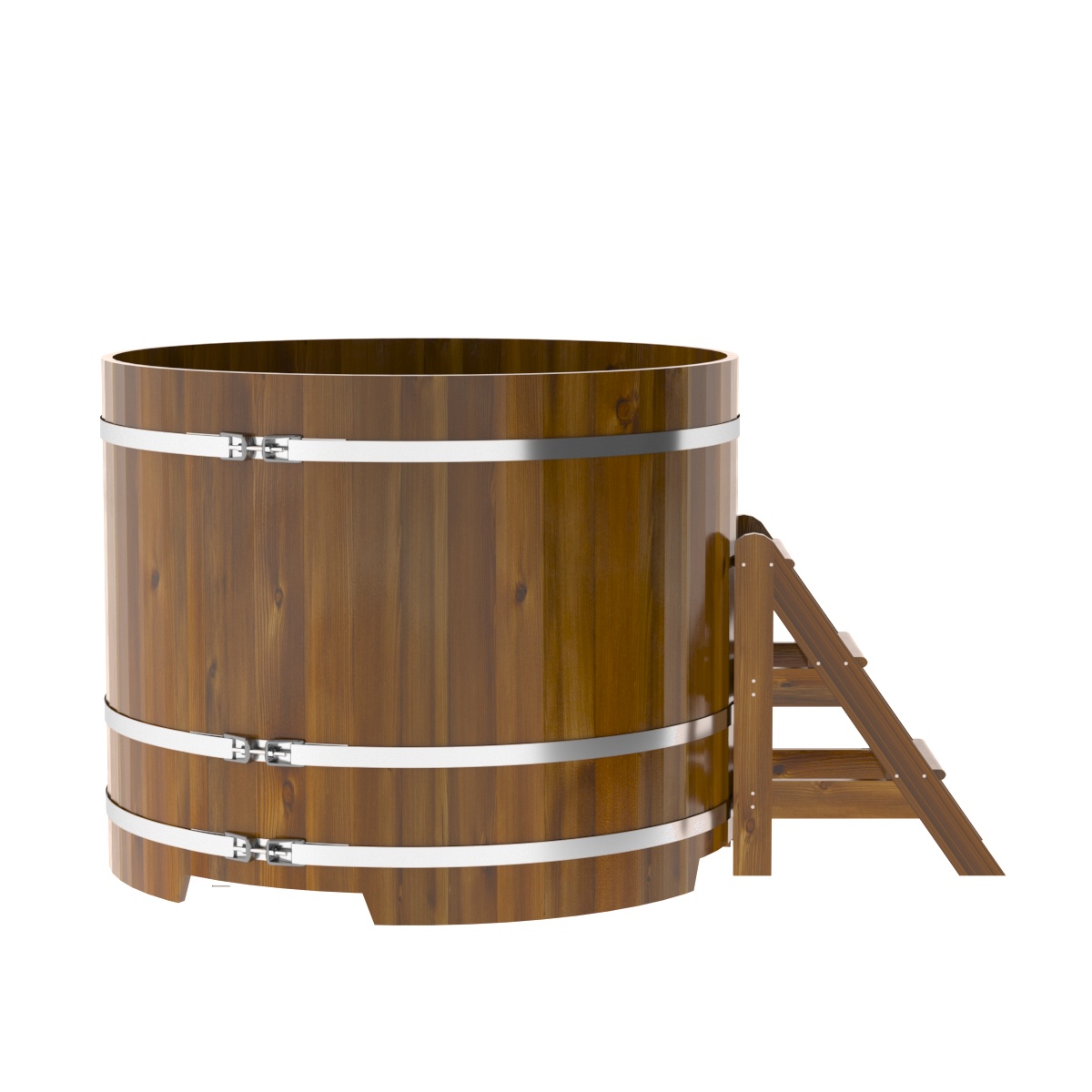 2234 Купель круглая из лиственницы Рустик d=1,50х1,2 морёная Alyarus  - Вид №3