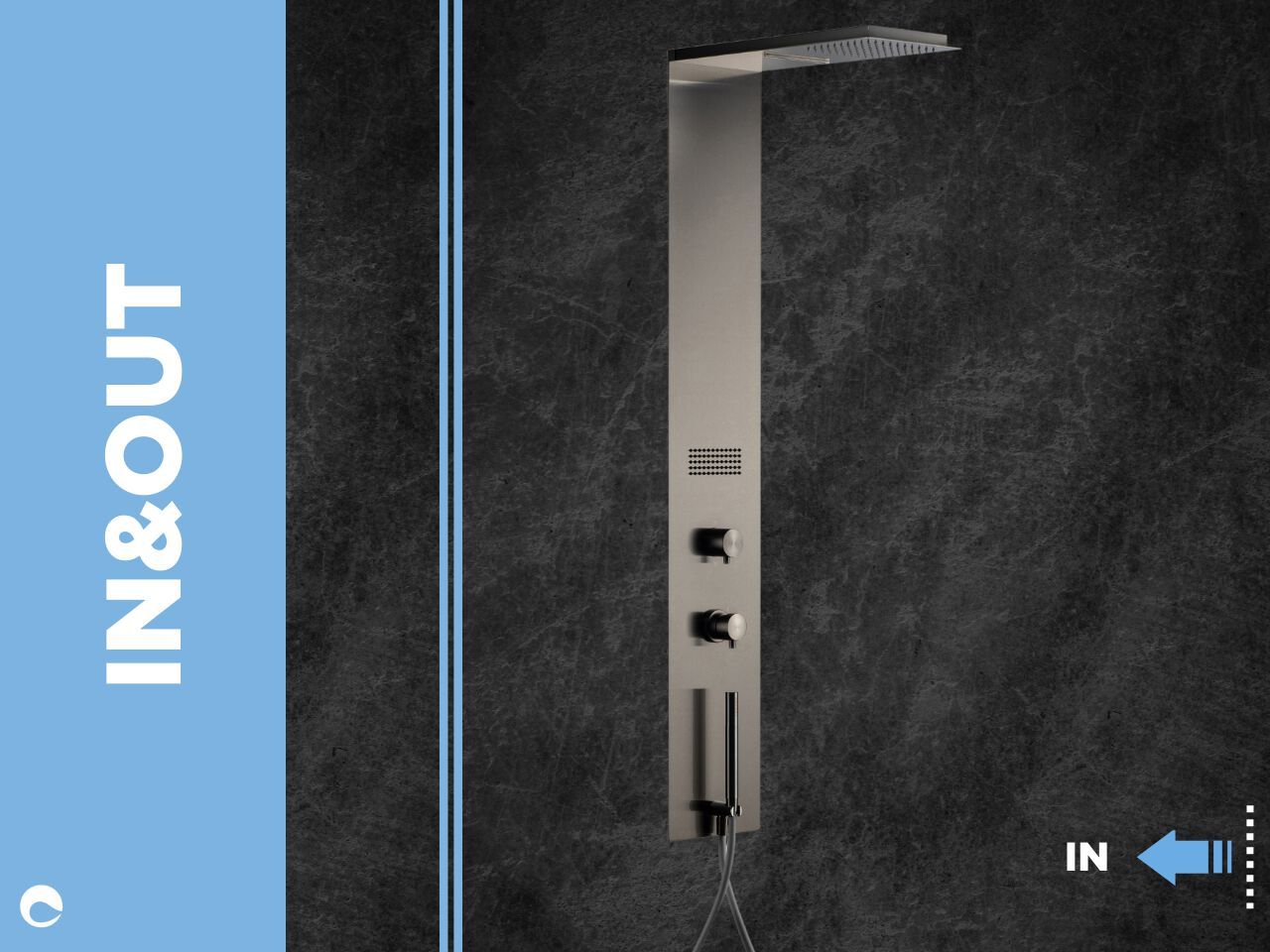 Душевая панель из нержавеющей стали с ручным душем и переключателем Cropelli Quadro ARCH-00098721 - Вид №6