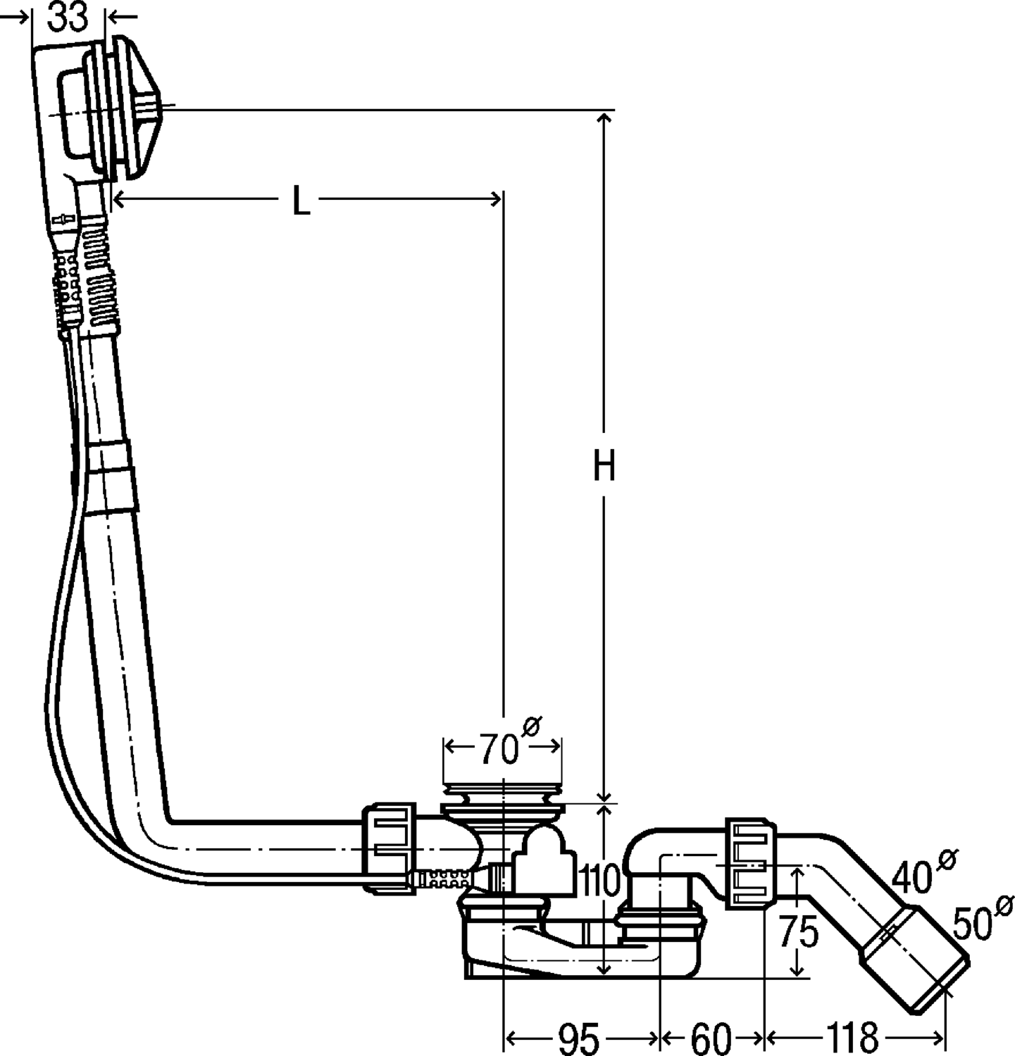 Канализационная арматура  Сифоны для ванн и душевых поддонов  Multiplex VIEGA 103 071 Модель 6162.1 Santreyd  - Вид №2