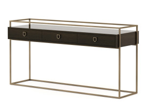 Металлическая и деревянная прямоугольная консоль с ящиками