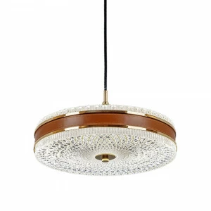 Люстра подвесная хрустальная с кожаными элементами D 38 см прозрачная Frezia Light 120134 FREZIA LIGHT ДИЗАЙНЕРСКИЕ 00-3953647 Золото;коричневый;прозрачный
