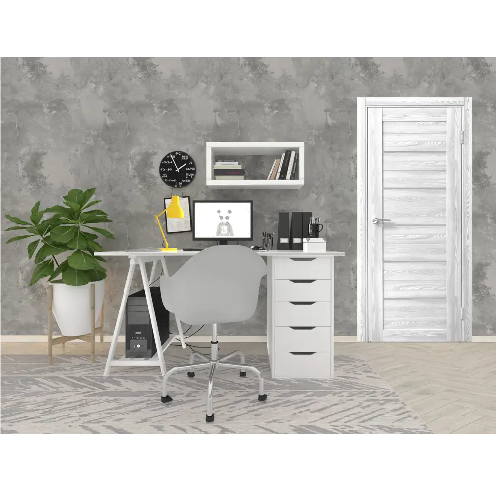 Комплект двери Новара Горизонталь остекленная 70x200 см ПВХ цвет ривьера айс с добором 100 мм PORTIKA STLM-2094482 - Вид №1