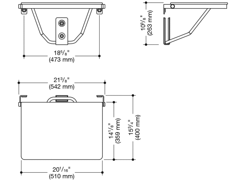 900.51.21040 Складное сиденье для душа, прямоугольное (ada) HEWI System 900 - Вид №1