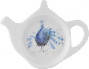 10582935 Royal Worcester Подставка для чайного пакетика Royal Worcester "Забавная фауна, Павлин" 13см Фарфор костяной