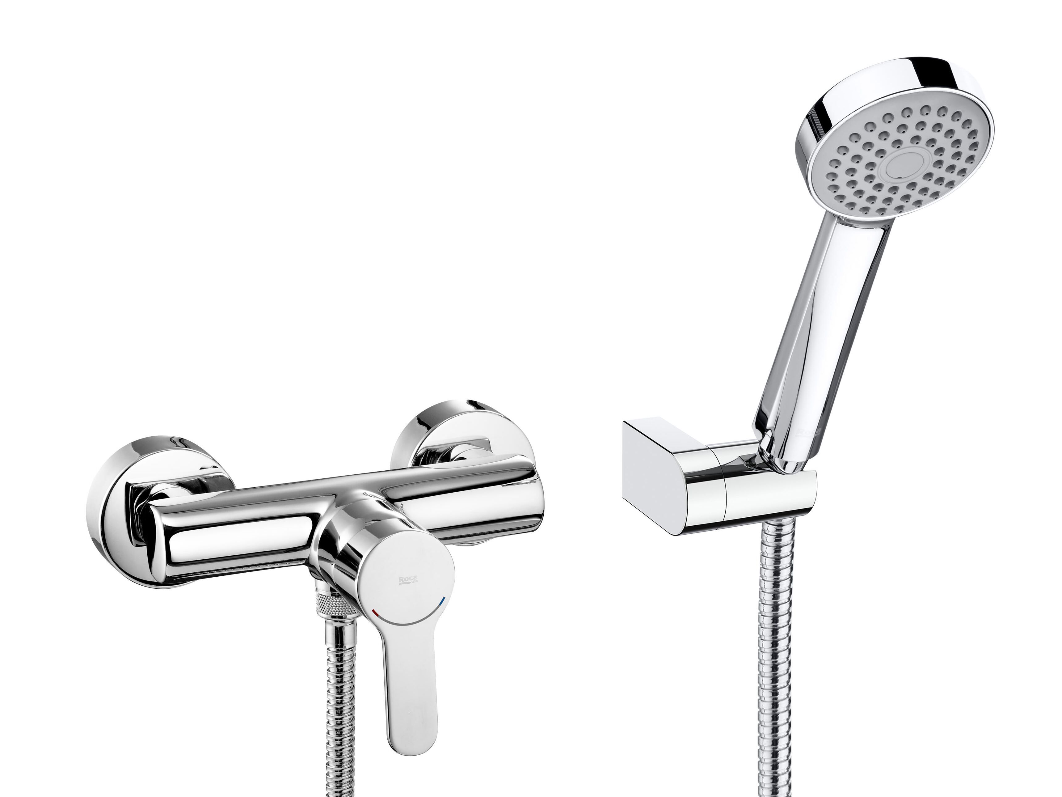 Хромированный латунный наружный смеситель для душа с ручным душем Roca L20 ARCH-00129562 - Вид №1