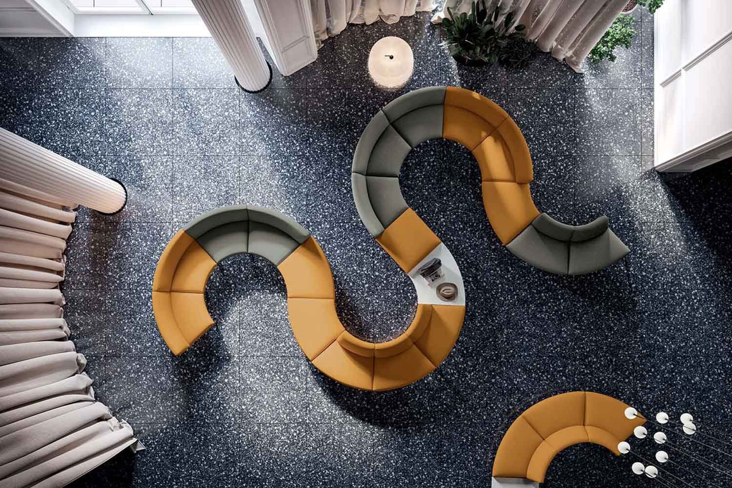 Изогнутый диван из ткани Quadrifoglio Group Design Living ARCH-00130279 - Вид №4