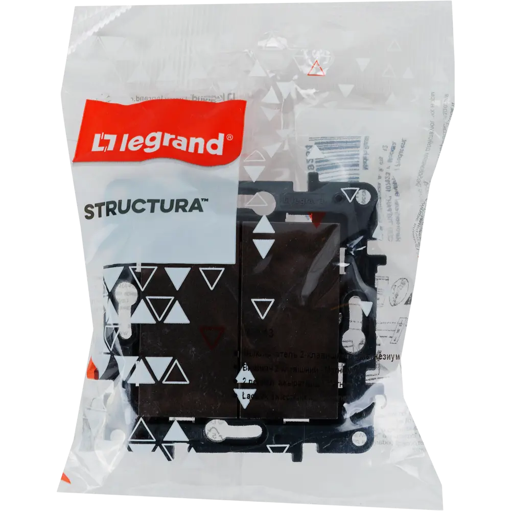 Выключатель встраиваемый 2 клавиши Legrand Structura 10А 250В безвинтовые зажимы магнезиум STLM-2131844 - Вид №6