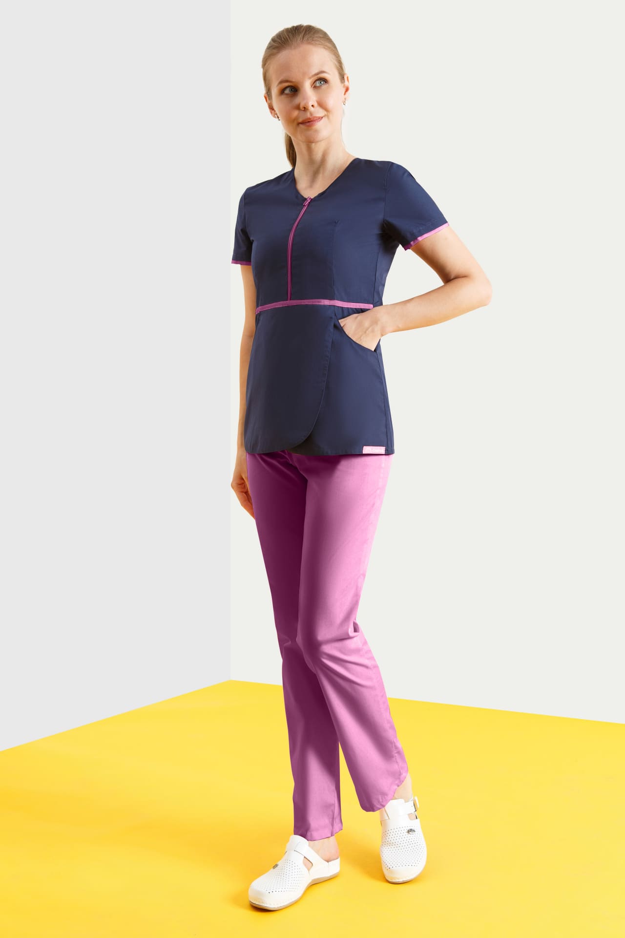 4958853 Костюм Сакура темно-синий с розовым  Медицинская одежда  размер 48 Спецодежда  - Вид №6